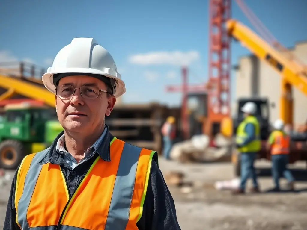 An image depicting a construction site where De Luca Group's project managers are overseeing the progress, ensuring adherence to safety standards and project timelines.